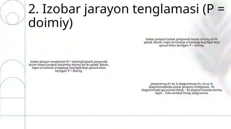 Izobar Jarayon. Jarayonning Pv Va Ts Diagrammalari 3