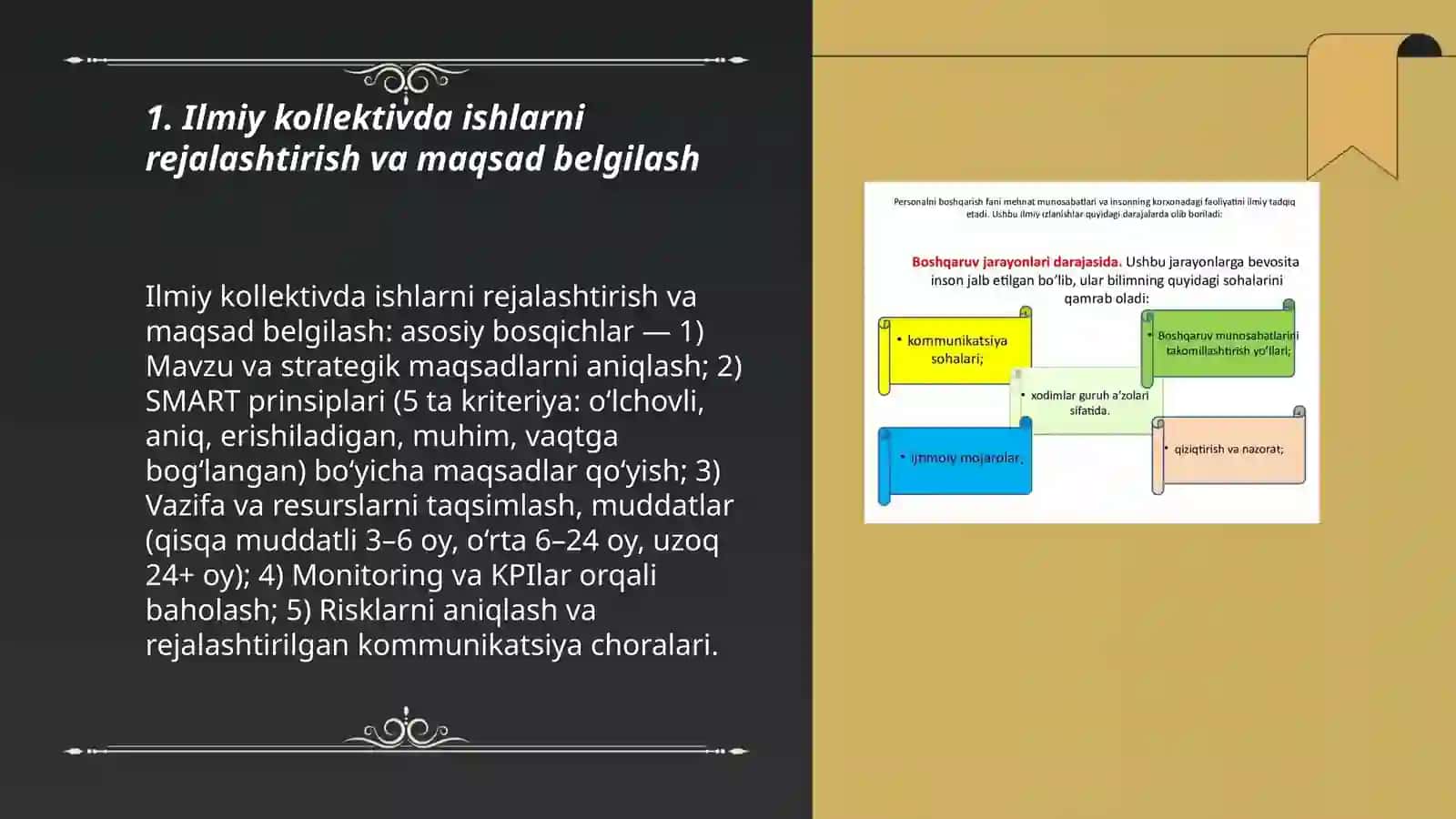 Ilmiy kollektivda ishlarni rejalashtirish va maqsad belgilash 3