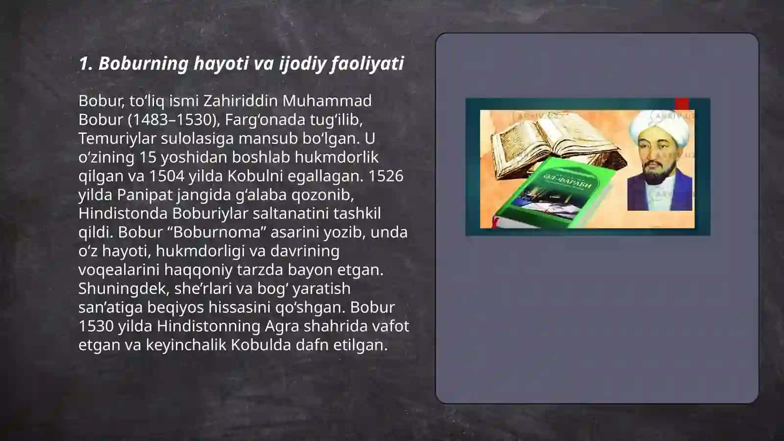 Boburning hayoti va ijodiy faoliyati 3