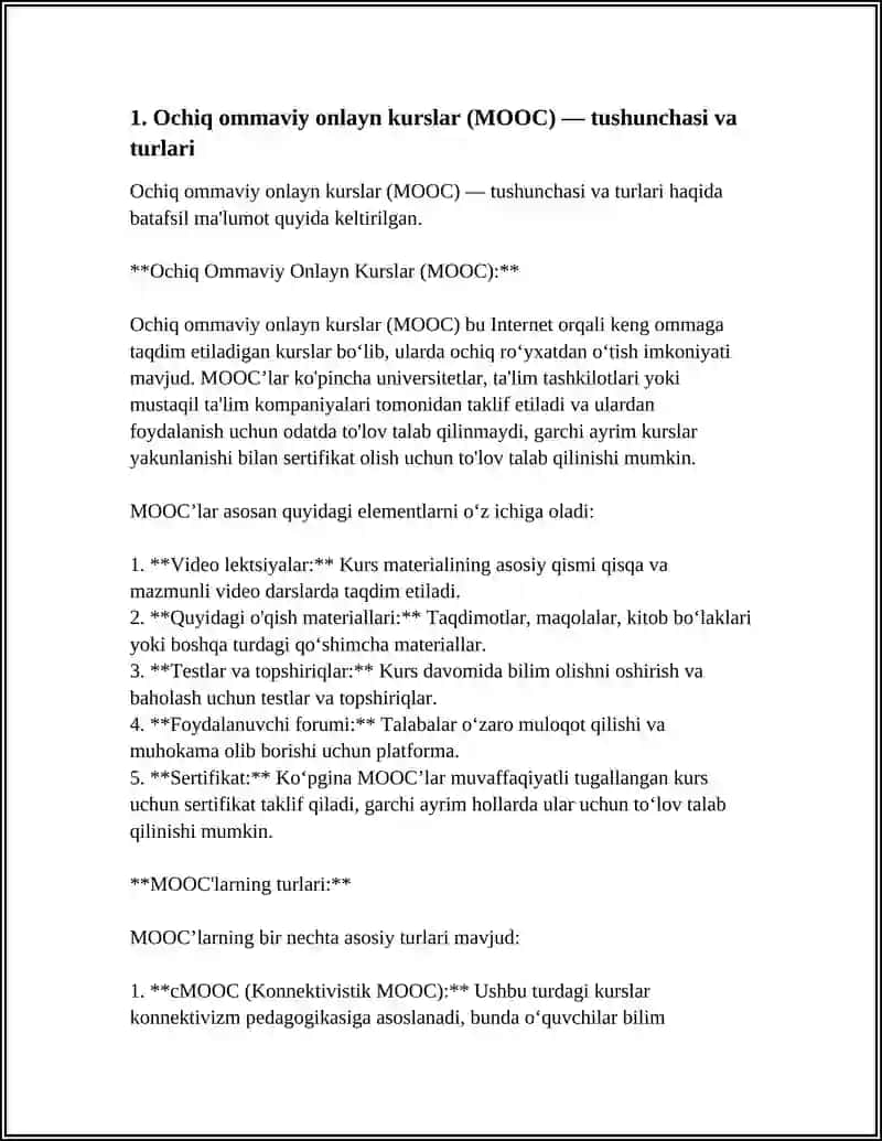Ochiq ommaviy onlayn kurslar 3