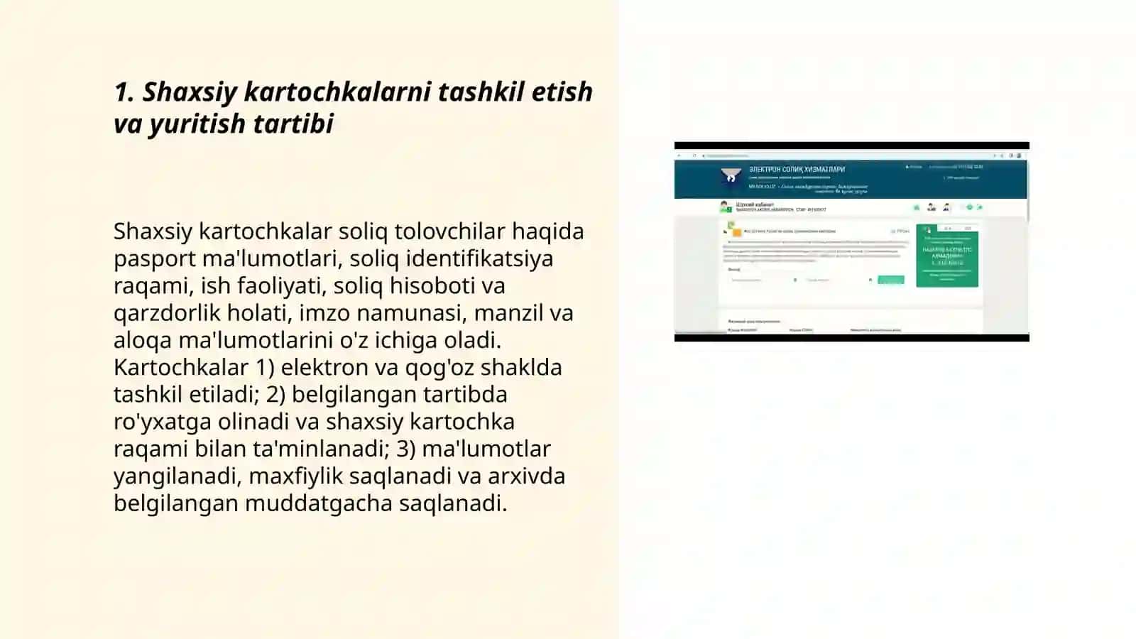 Davlat soliq xizmati organlarida soliq tolovchilarning shaxsiy kartochkalarini yuritish tartibi 3