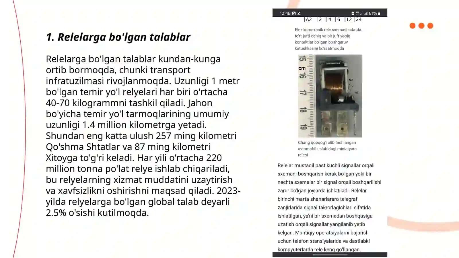 Relelarga bo'lgan talablar turlari va tuzilishi hamda ularning ishlash rejimlari 3