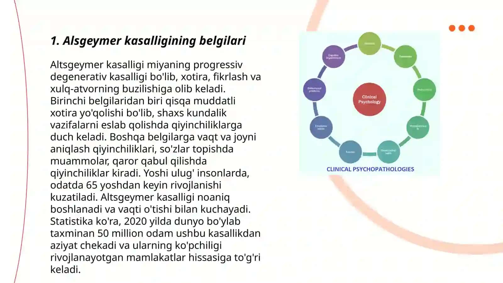 Kognitiv buzilishlar. Alsgeymer kasalligi 3