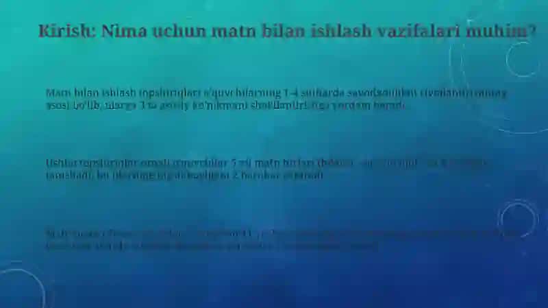 Boshlangʻich sinflar kesimida matn ustida ishlash boʻyicha topshiriqlar tizimini ishlab chiqish 3