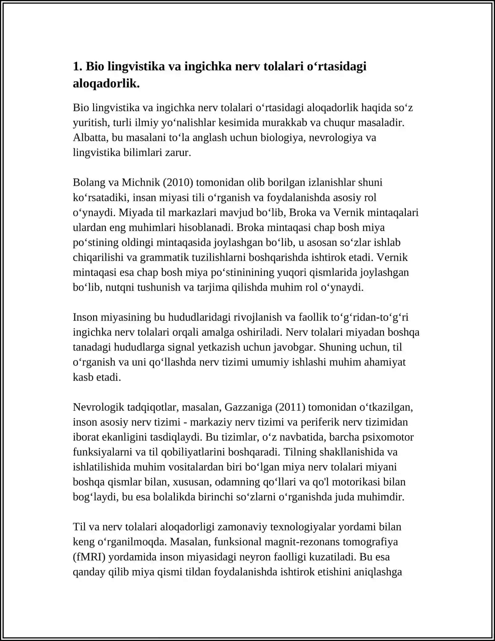 Bio lingvistika. Inson miyasi assimilyatsiya 3