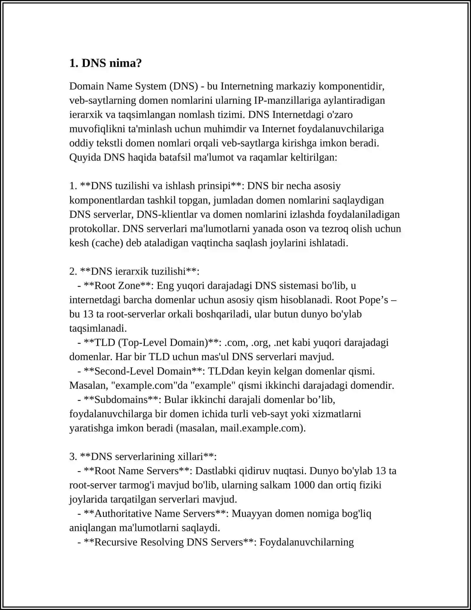 WINDOWS OPERATSION TIZIMIDA DNS XIZMATINI SOZLASH 3