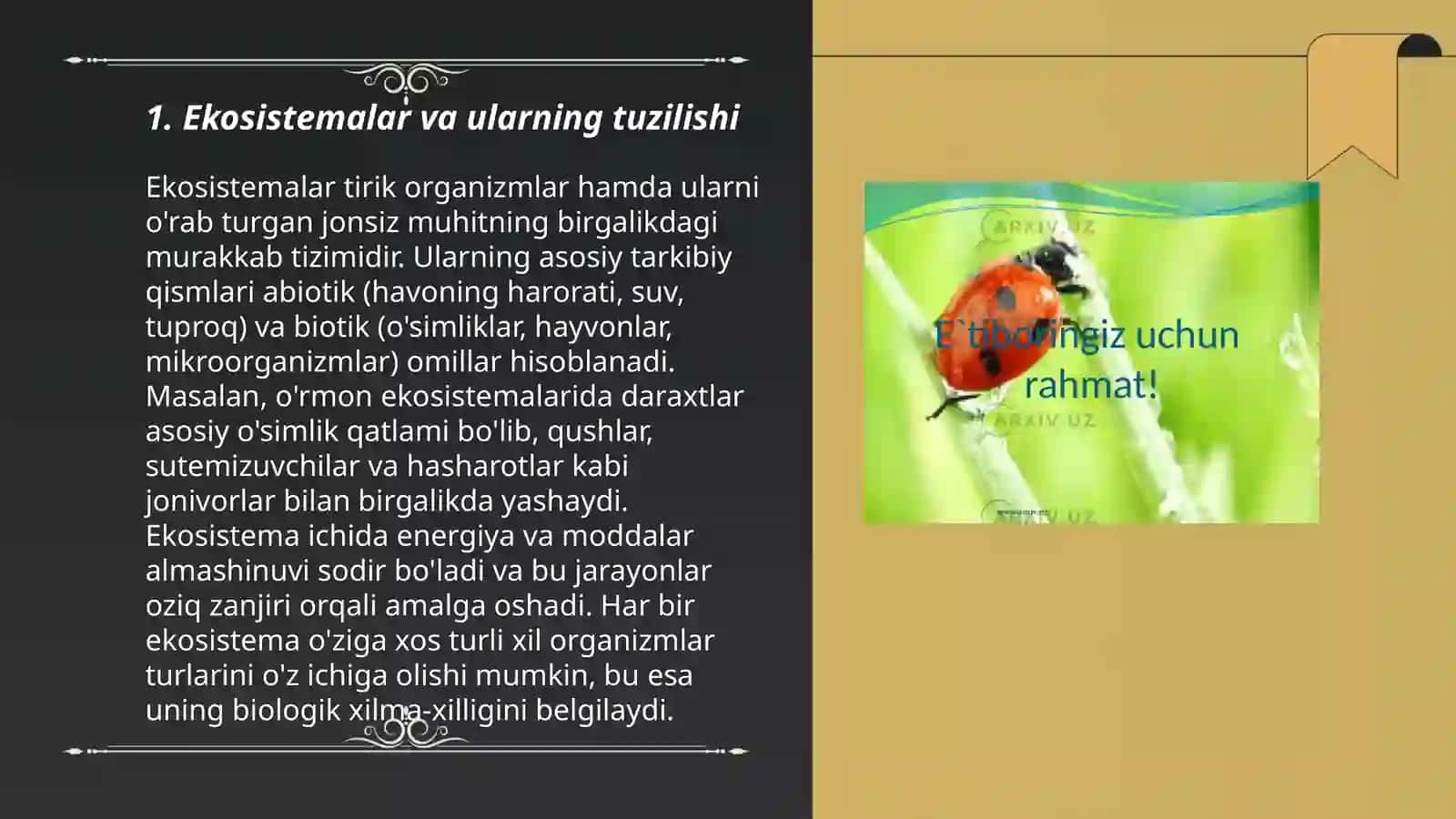 Organizm va muhit orasidagi o'zaro ta'sirlashuvi 3