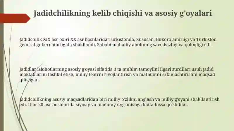 Jadid ma'rifatparvarlarining o'lka ijtimoiy-ma'naviy hayotida tutgan o'rni 3