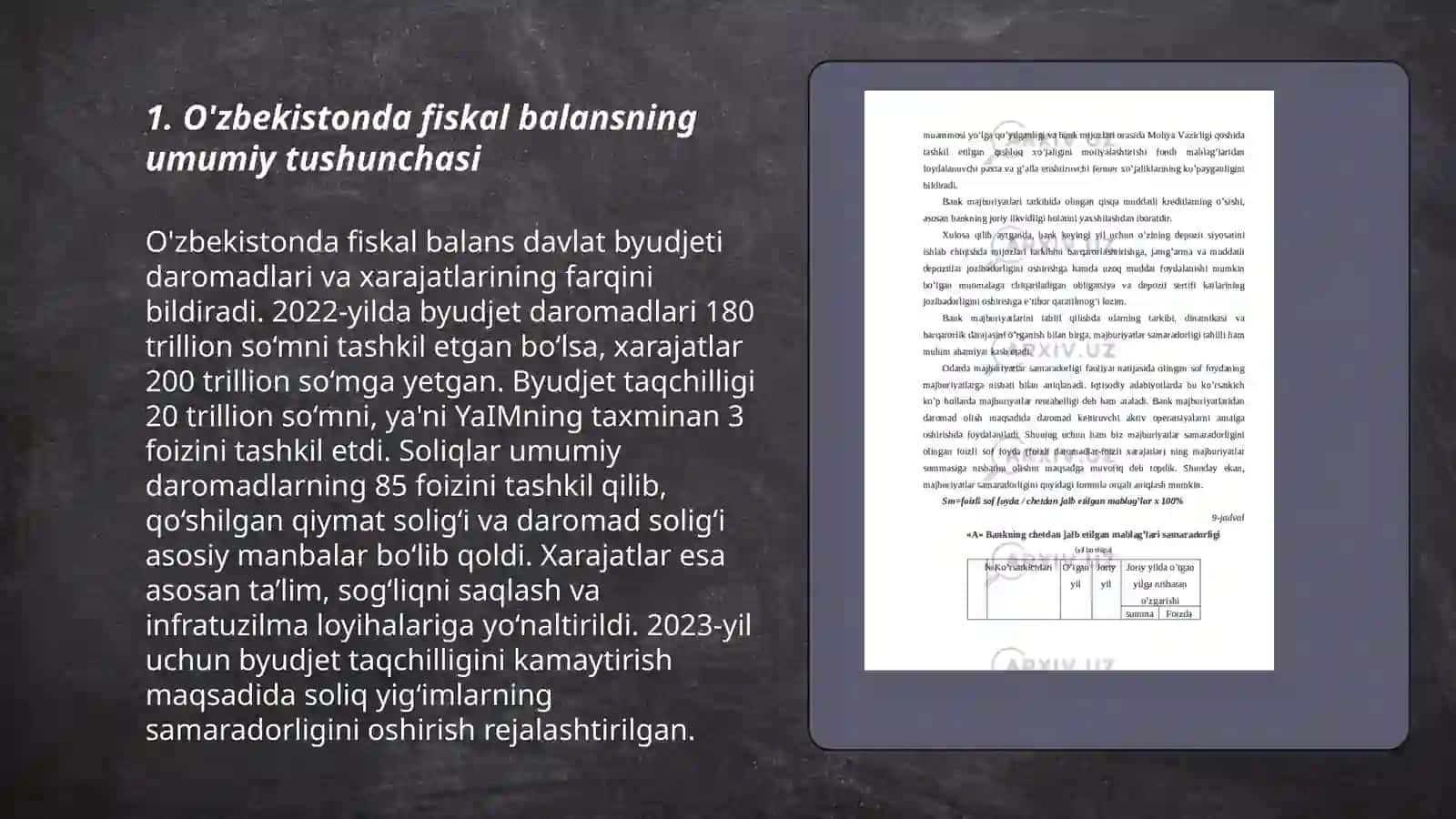 O’zbekiston Respublikasida fiskal balans dinamikasi tahlili 3