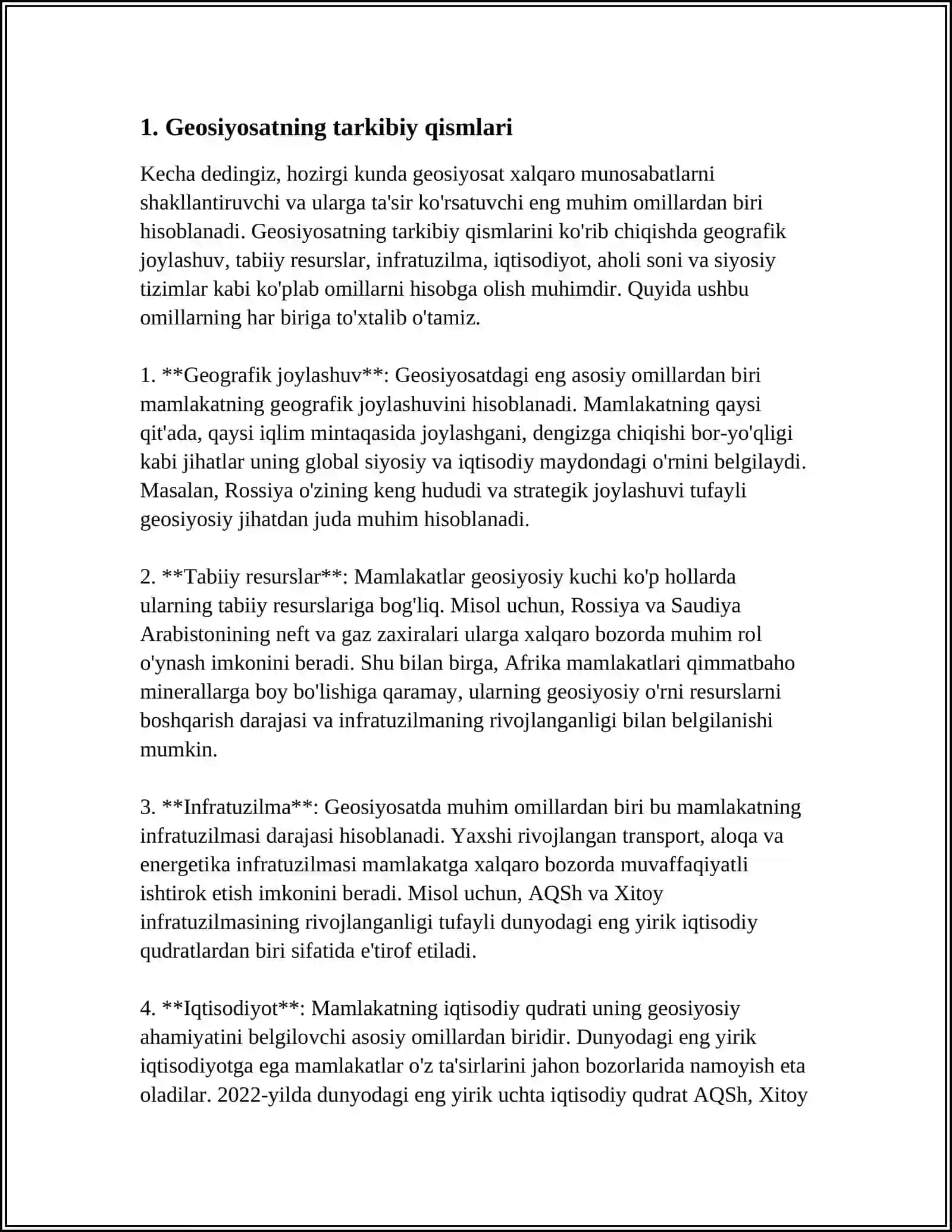 GEOSIYOSAT VA ZAMONAVIY TARIX FANINING PREDMETI, OBYEKTI, MAQSAD VA VAZIFALARI 3