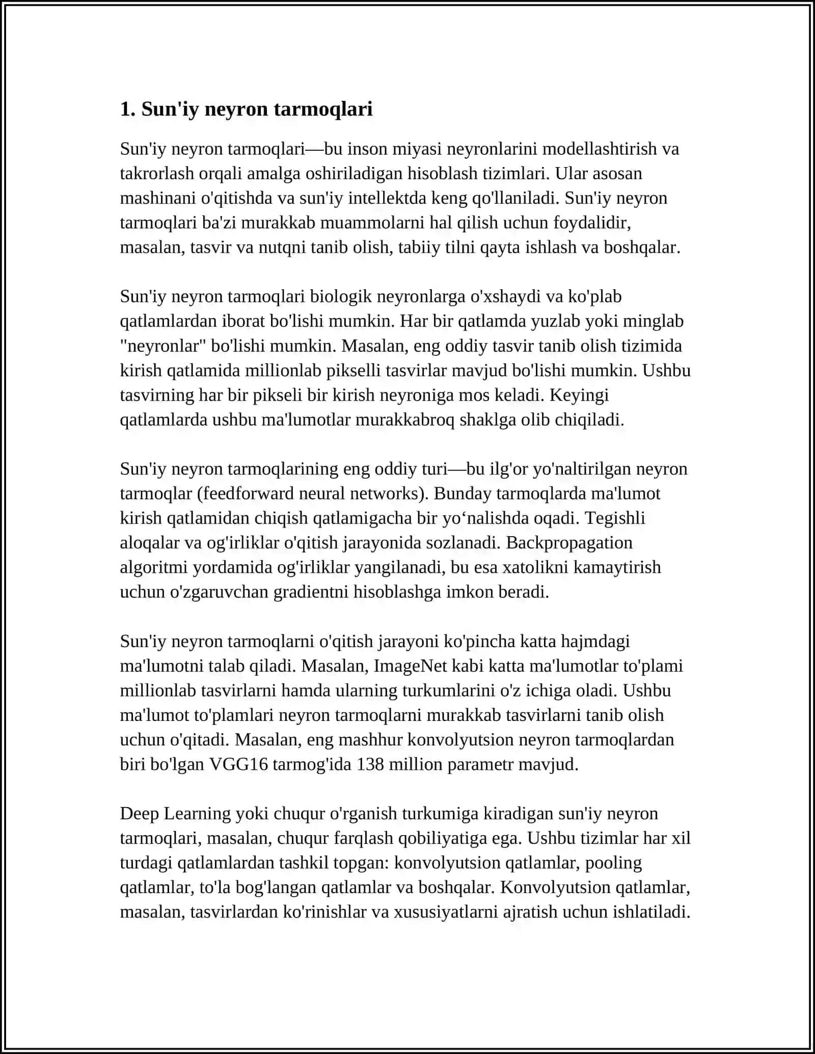 CHUQUR O’QITISH ALGORITMLARI 3
