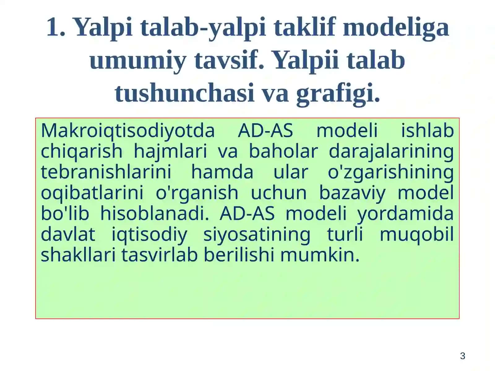 Yalpi talab-yalpi taklif modeli 3