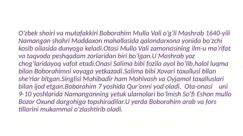 Mashrab g’azallari tahlili 3