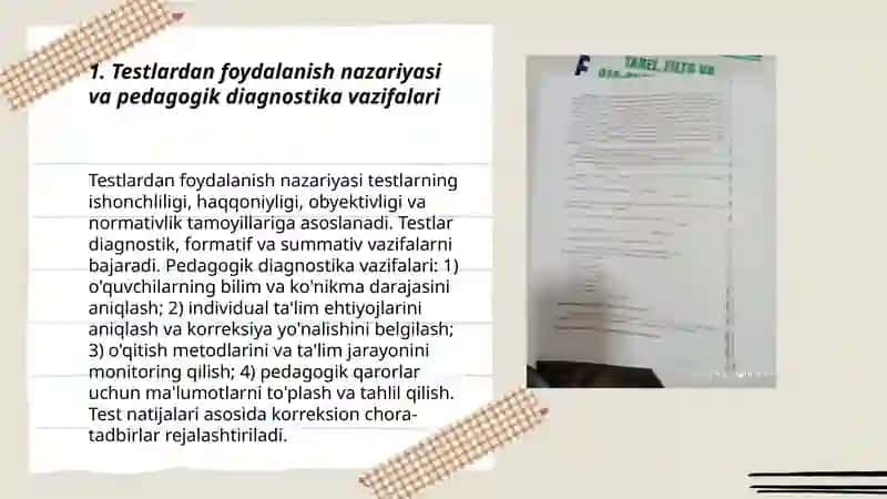 Pedagogik diagnostika va korreksiyani o'tkazish metodlari 3