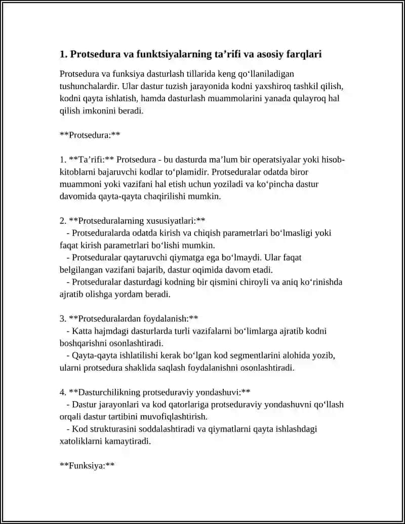 PROTSEDURA VA FUNKTSIYALAR 3