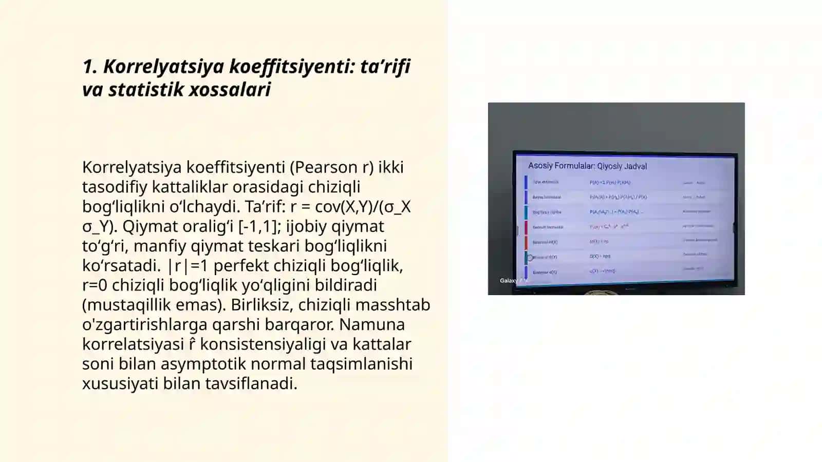 Korrelyatsiya koeffitsiyenti: taʼrifi va statistik xossalari 3