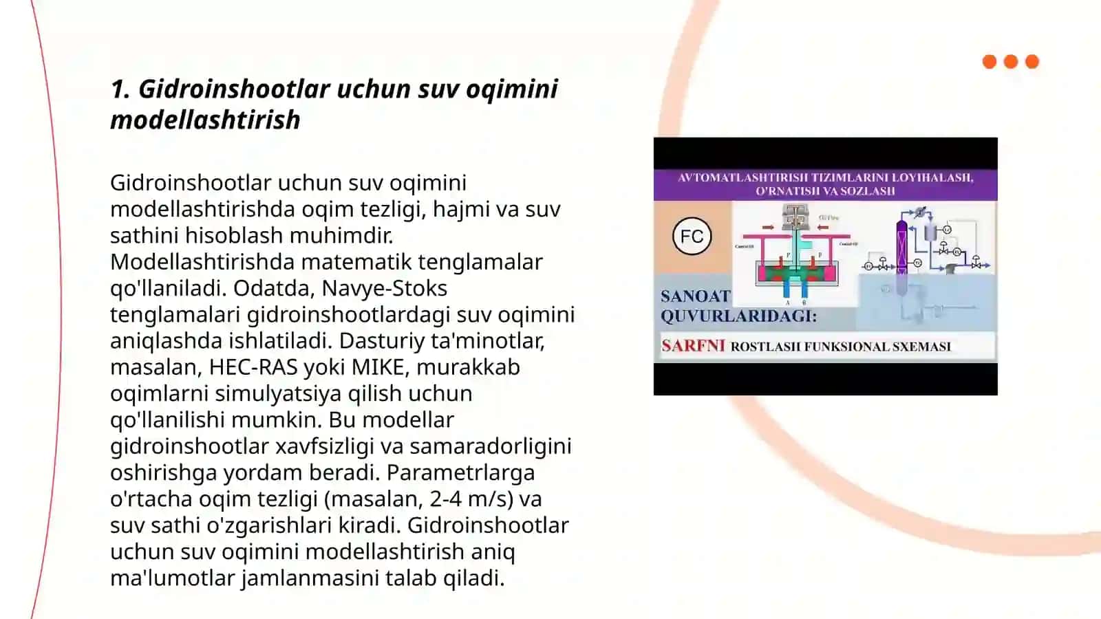 Gidroinshootlarni modellashtirish, avtomatlashtirish va optimallashtirish 3
