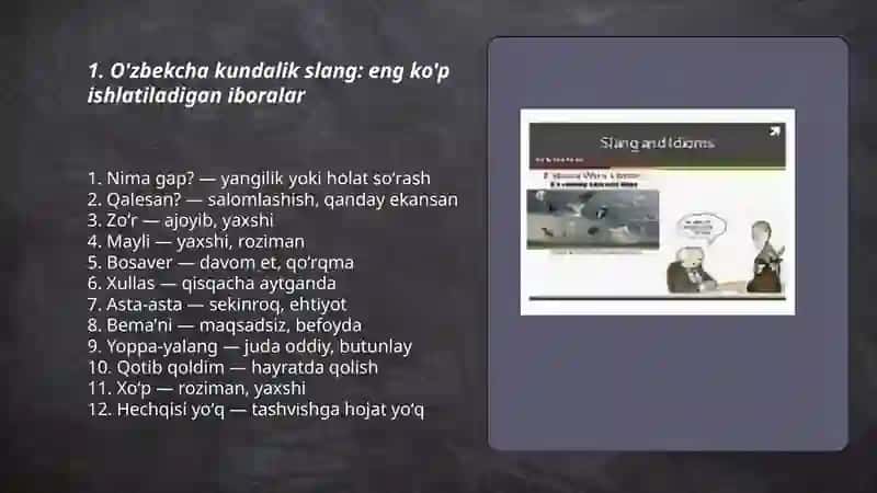 O'zbekcha kundalik slang: eng ko'p ishlatiladigan iboralar 3