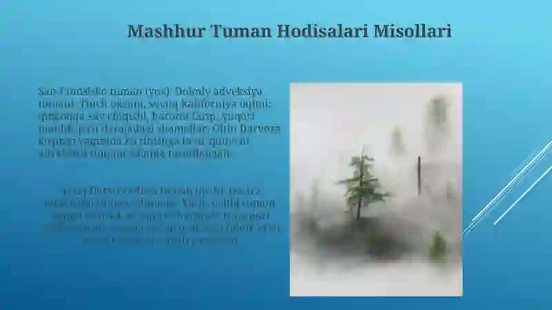 Tumanlar shakllanishining fizik meterologik sharoitlari ularning tasniflari 3