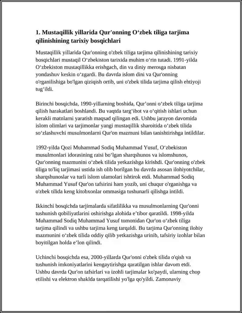 MUSTAQILLIK YILLARIDA QUR'ONNING OʻZBEK TILIGA TARJIMA QILINISHI VA TAFSIRLARI 3