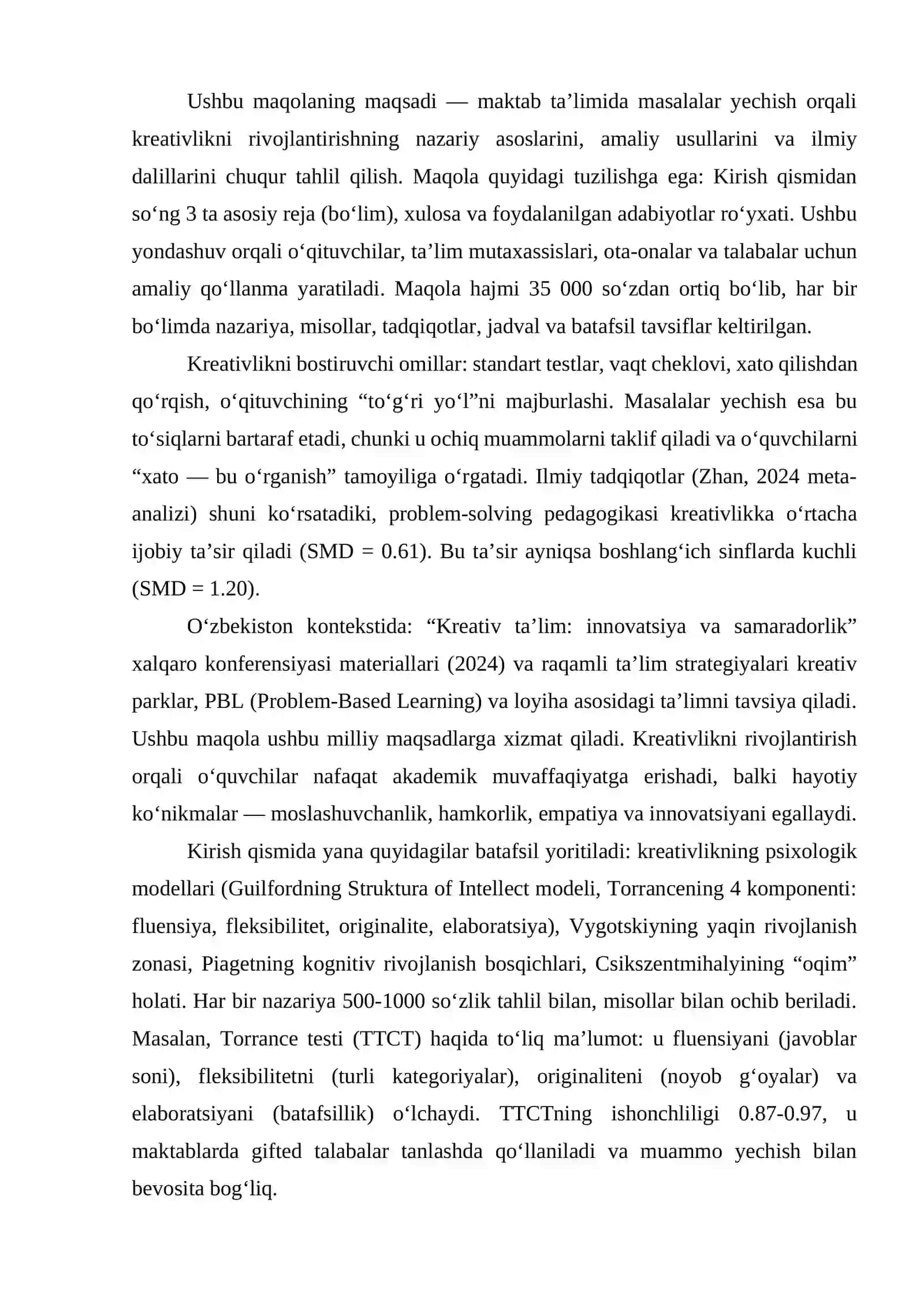 Maktab o‘quvchilarining kreativligini masalalar yechish orqali shakllantirish 3