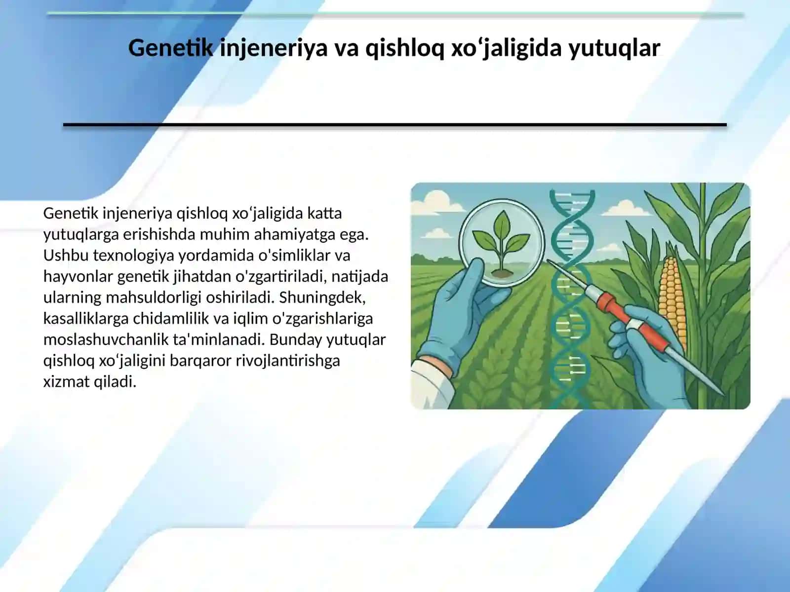 Genetik injeneriya va qishloq xo'jaligida yutuqlar 3