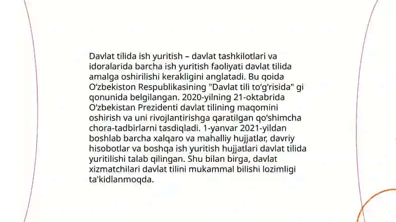 Davlat tilida ish yuritish fanidan taqdimot ishi 3