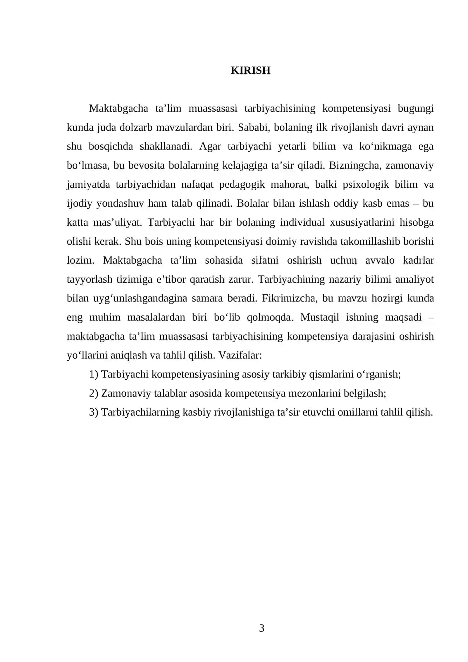 Maktabgacha ta’lim muassasasi tarbiyachisining kompetensiyasi 3