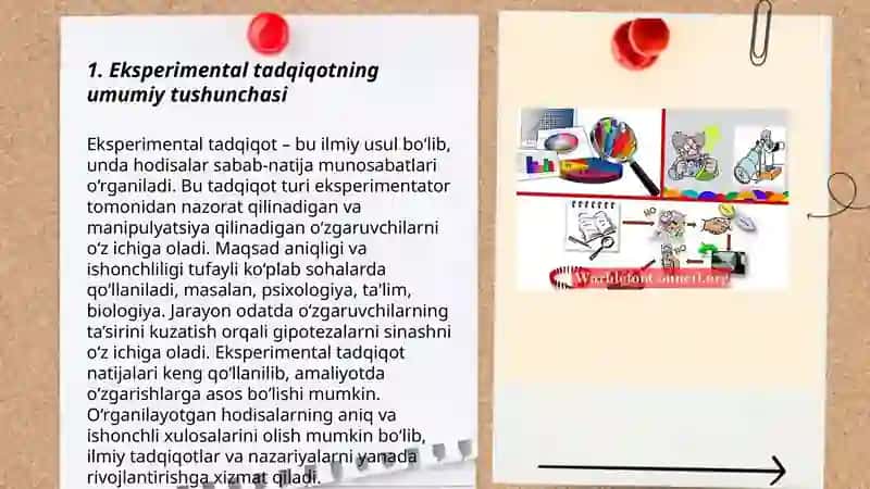 Eksperimental tadqiqotni tashkil qilish va o'tkazishning o'ziga xosligi 3