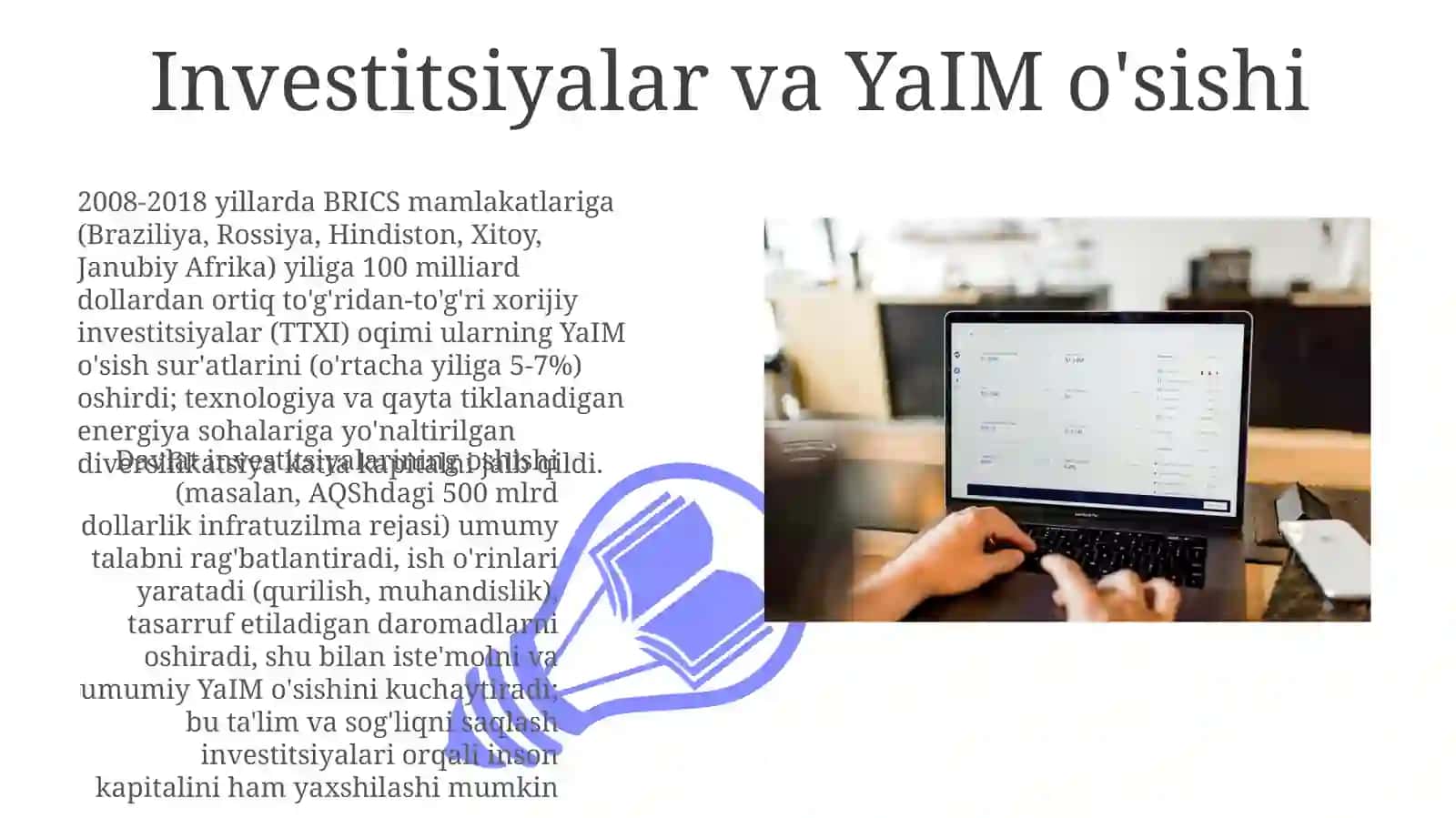 Investitsiya va YaIM o'sishi 3