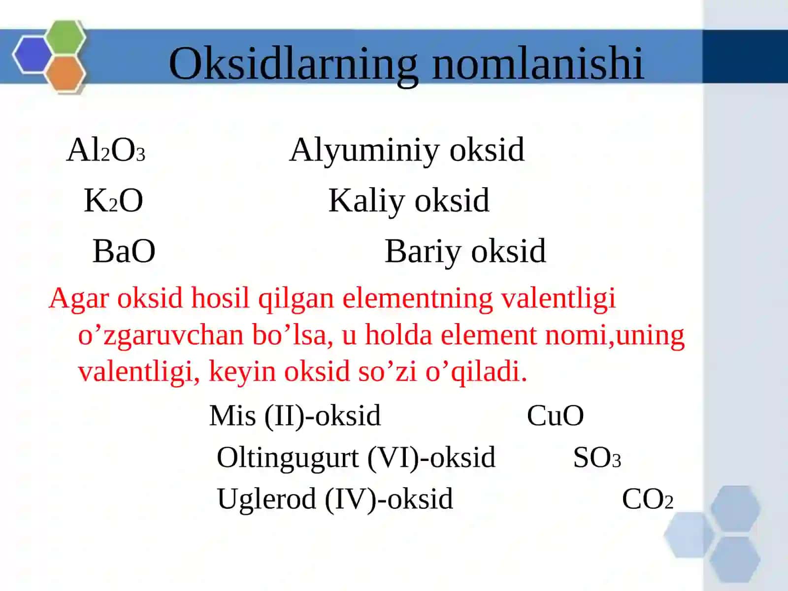 Oksidlar va ularning toifalanishi 3