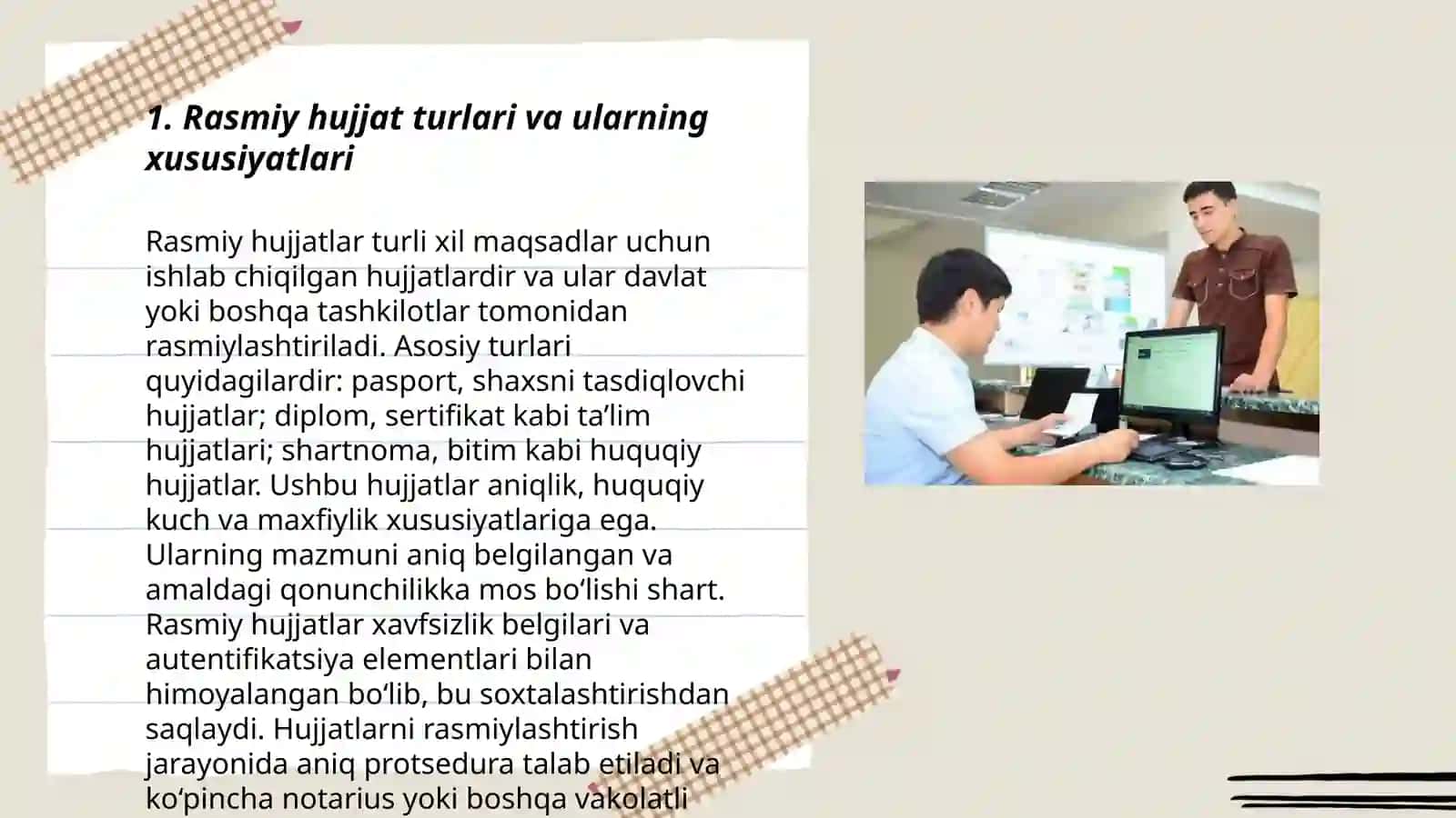 Ixtisoslikka oid hujjat matnlari bilan ishlash:ish yuritish tili va uslubi 3