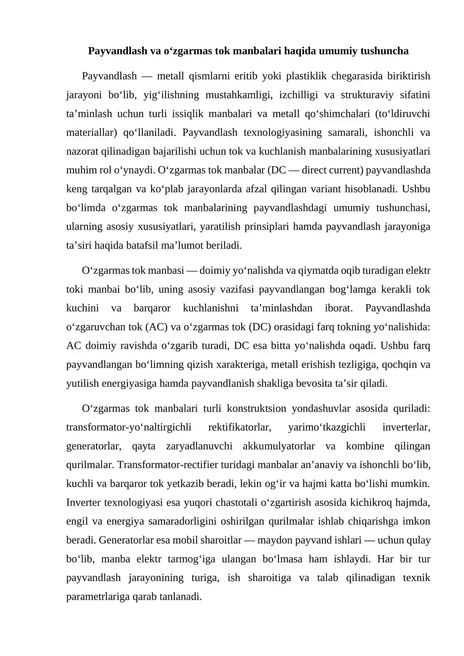 Payvandlashda qo‘llaniladigan o‘zgarmas tok manbalari 3
