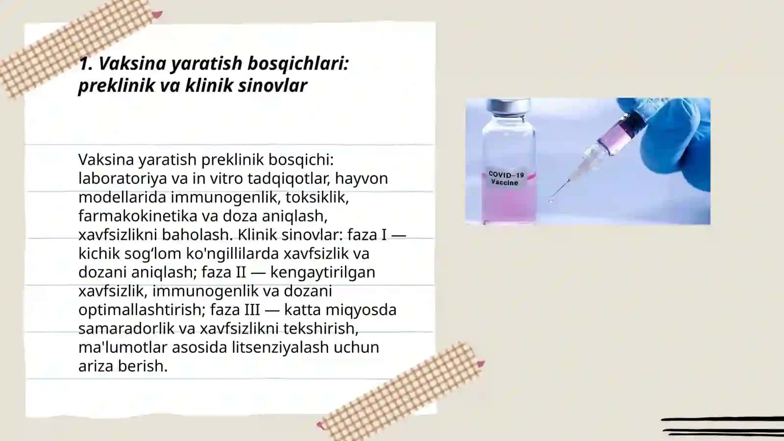 Vaksina yaratilishi, turlari, tasiri, qo'llanilishi va saqlanishi 3