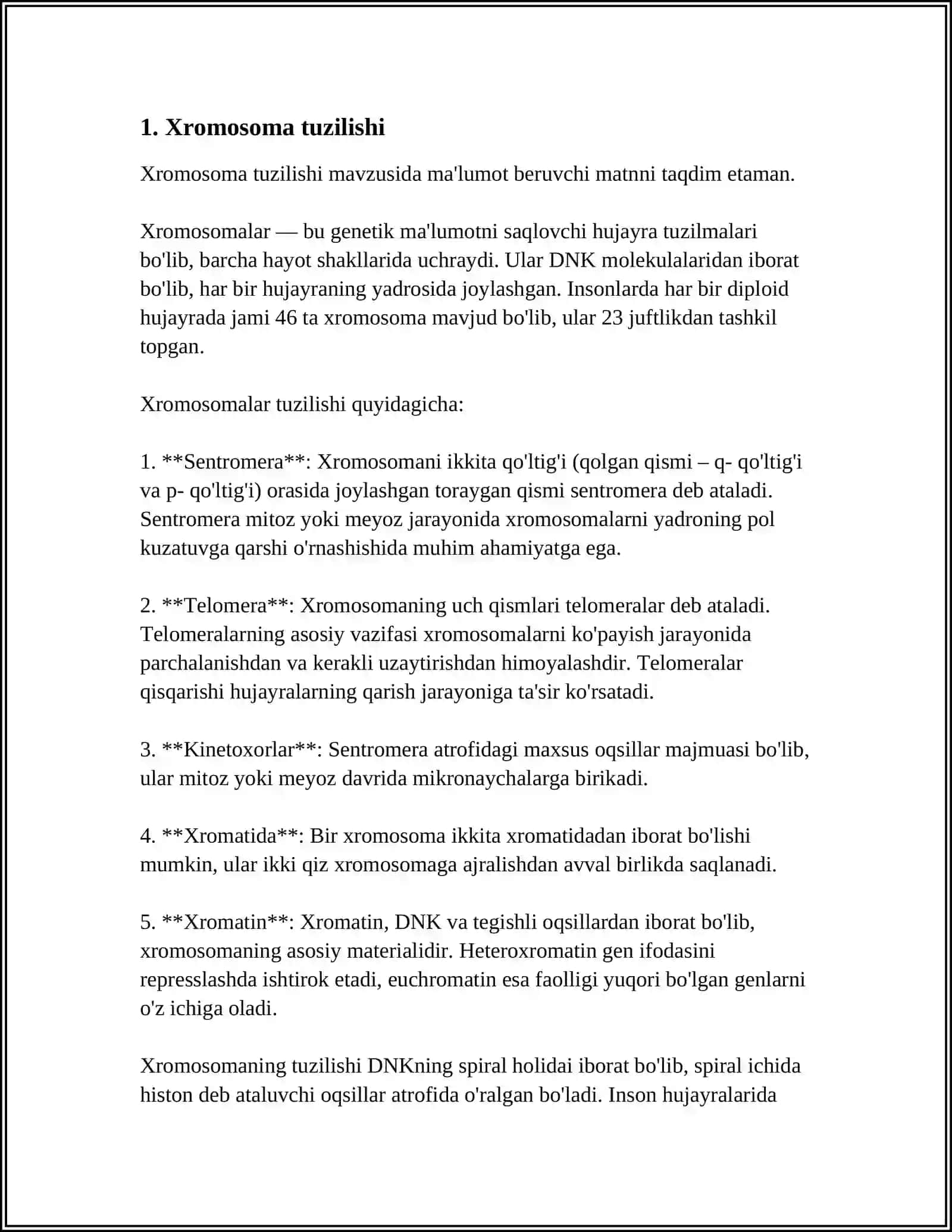 XROMASOMANING MOLEKULYAR TUZILISHI 3