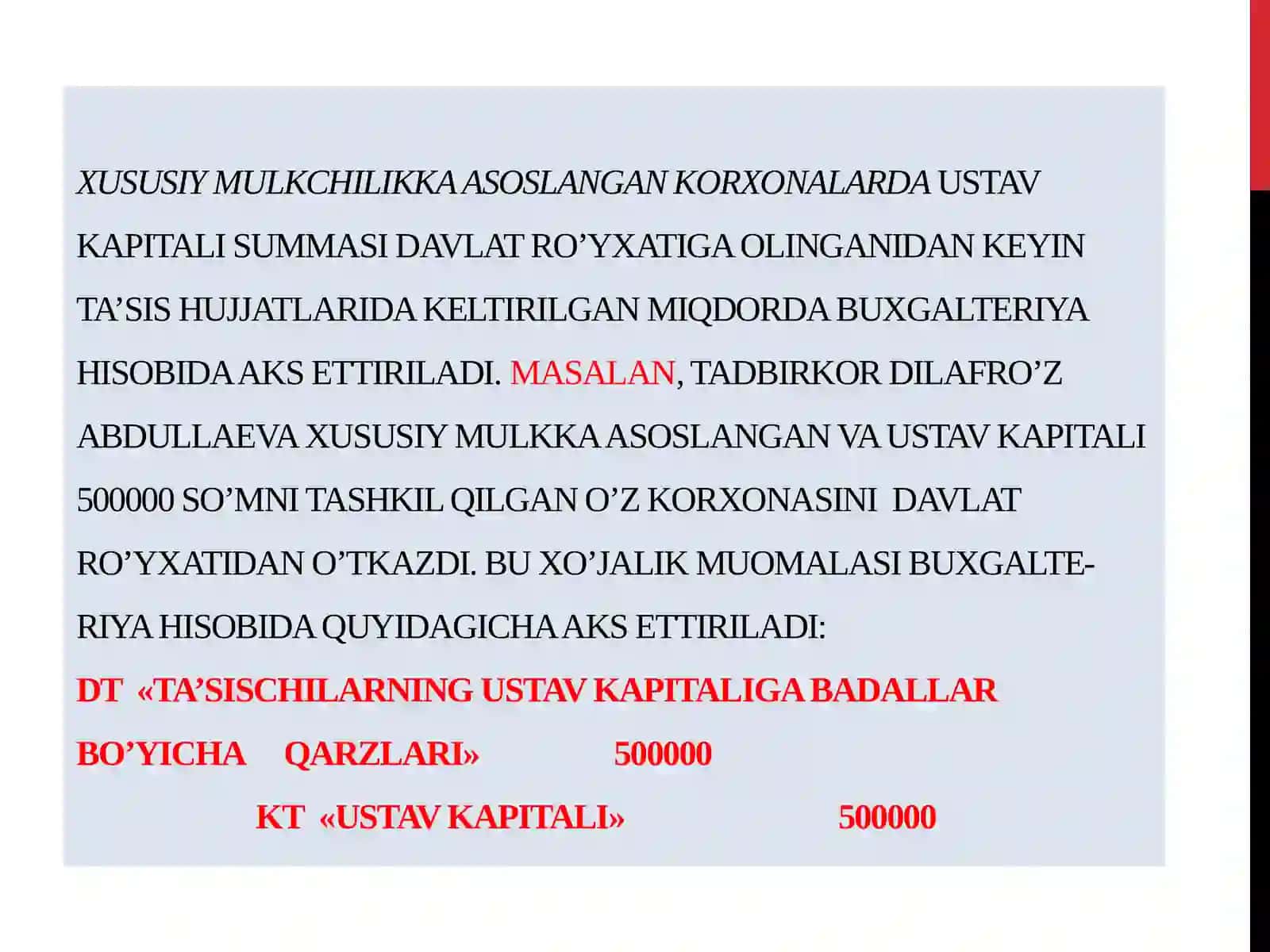 O‘ZLIK KAPITALI HISOBI 3