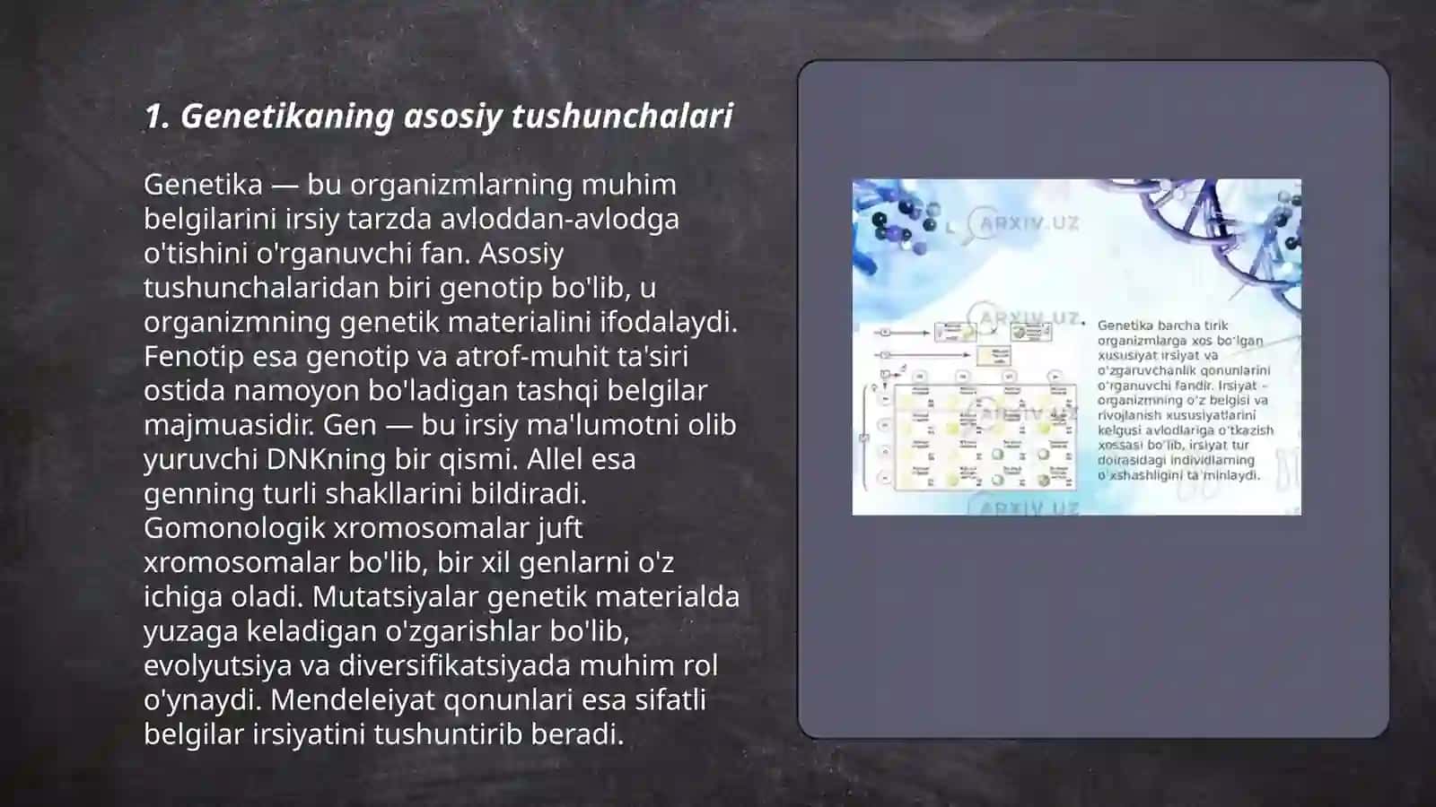 Genetika va seleksiya asoslari fanidan tayyorlagan taqdimot 3
