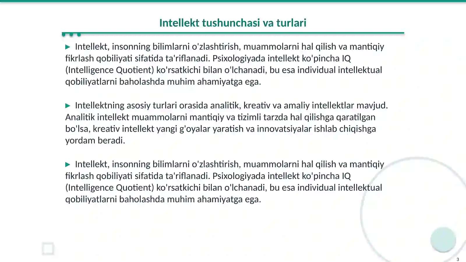 Intellekt va kreativlik nazaryalari 3