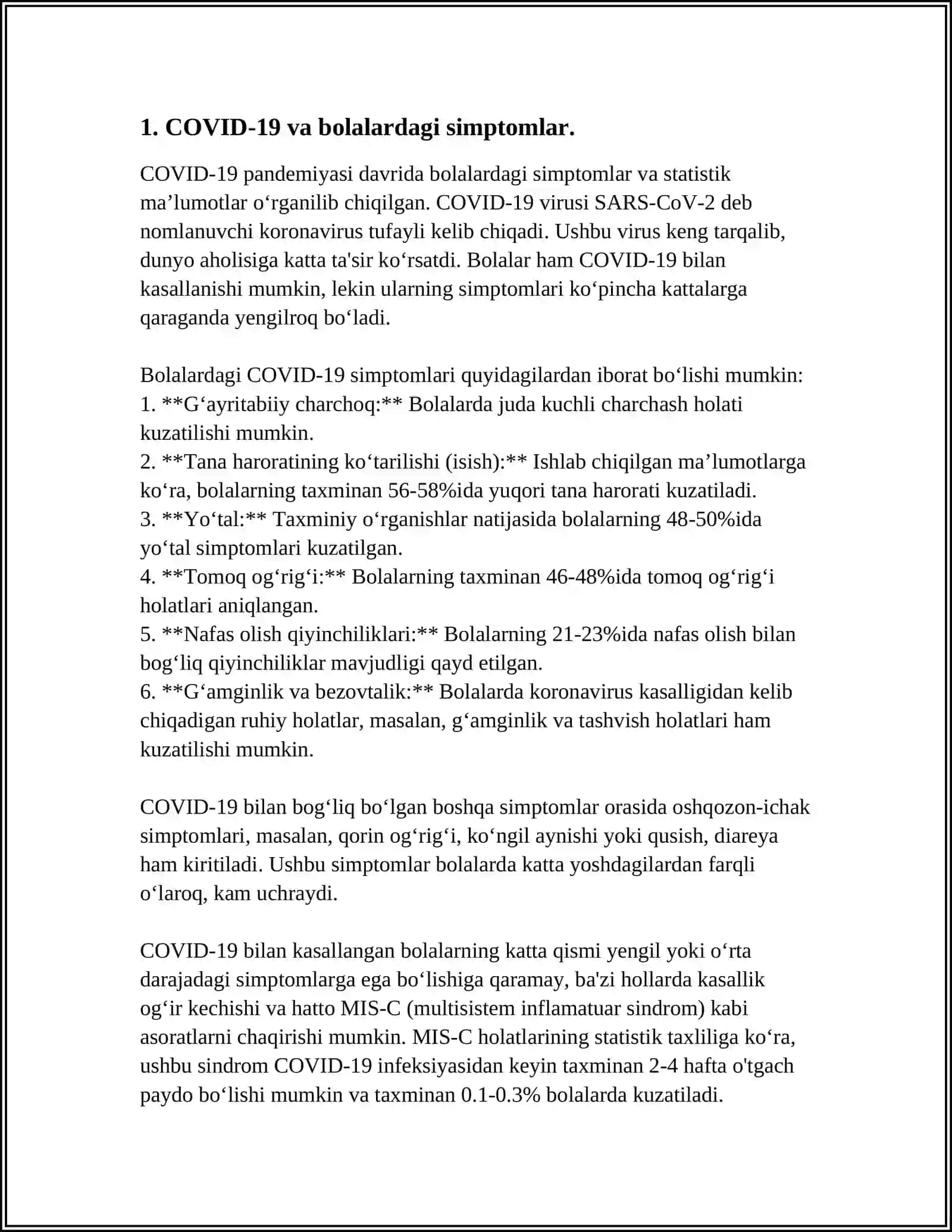 BOLALARDA KORONAVIRUS KASALLIGINING XUSUSIYATLARI 3