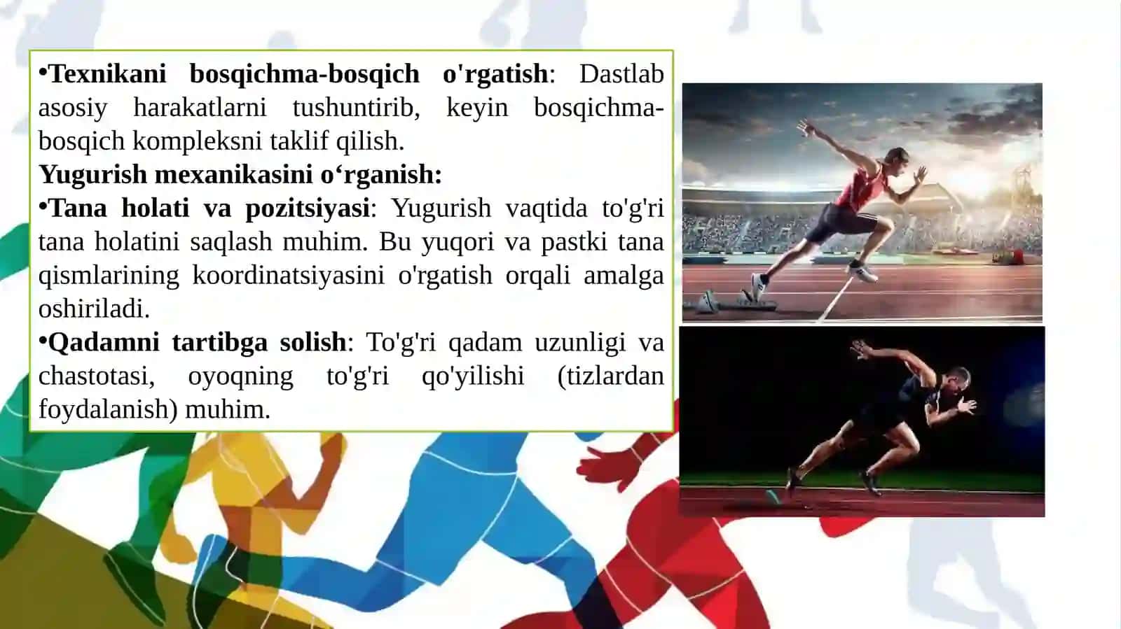 Yugurish turlari oʻrta masofa texnikasini oʻrgatishni takomillashtirish 3