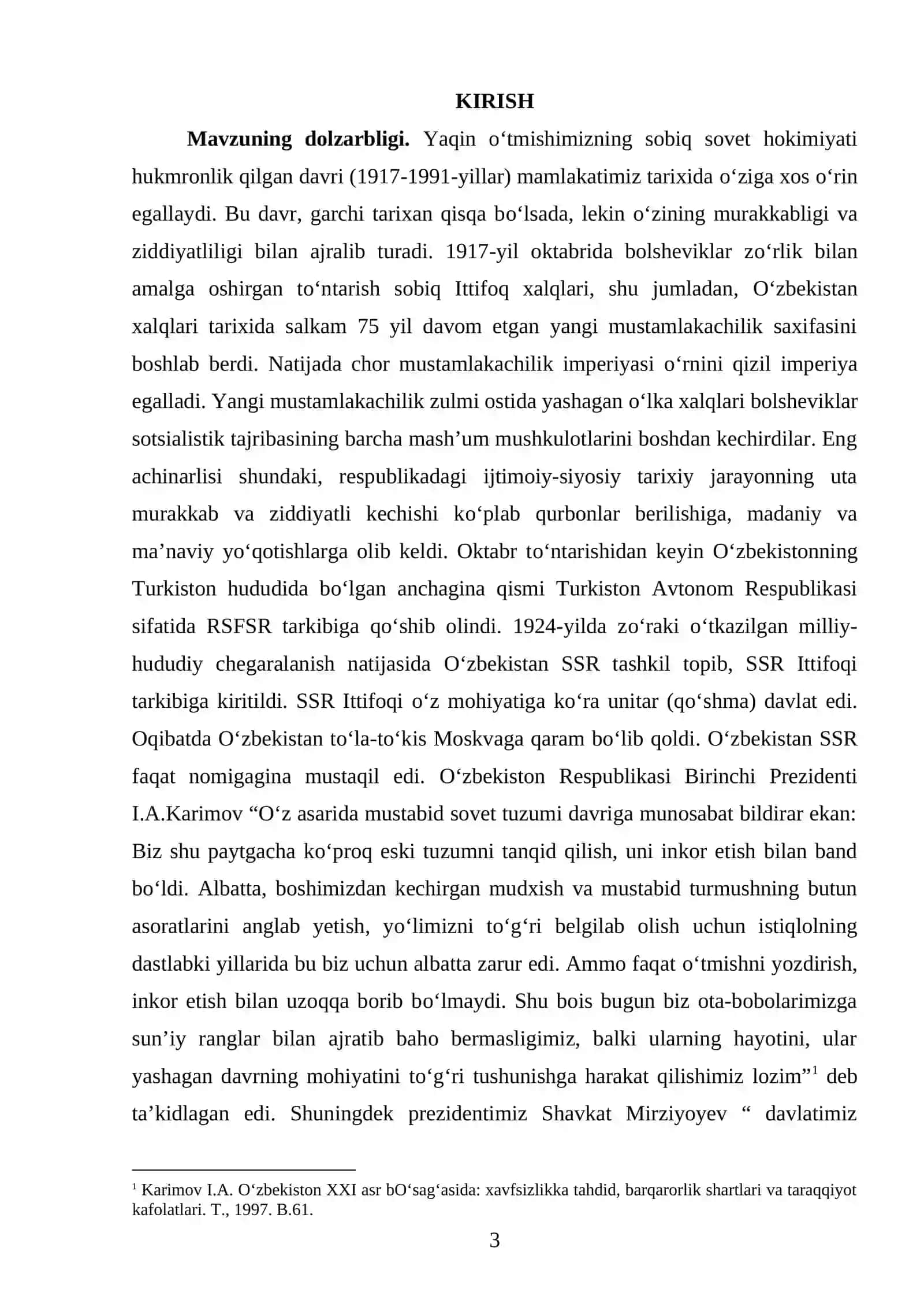 O‘RGANILAYOTGAN MAMLAKAT TARIXI ( MARKAZIY OSIYO XALQLARI TARIXI) FANIDAN KURS ISHI 3