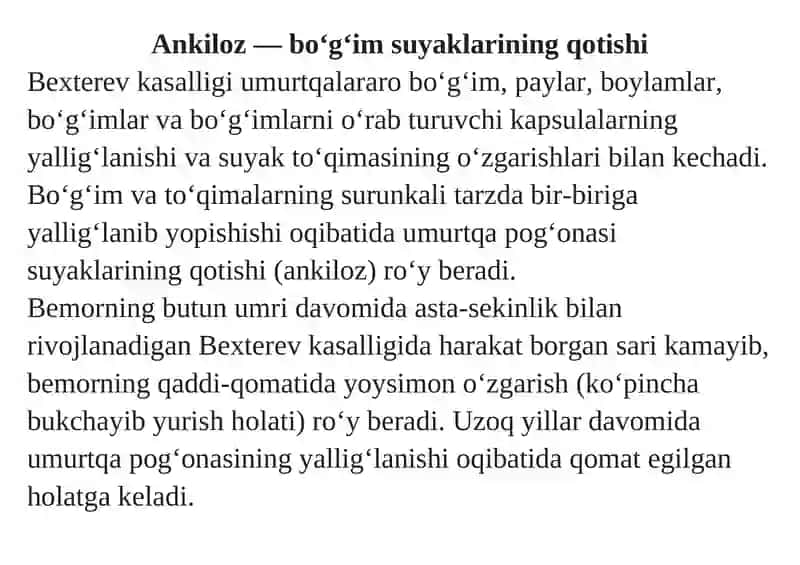 Bexterev kasalligi turlari, davolash usullari 3