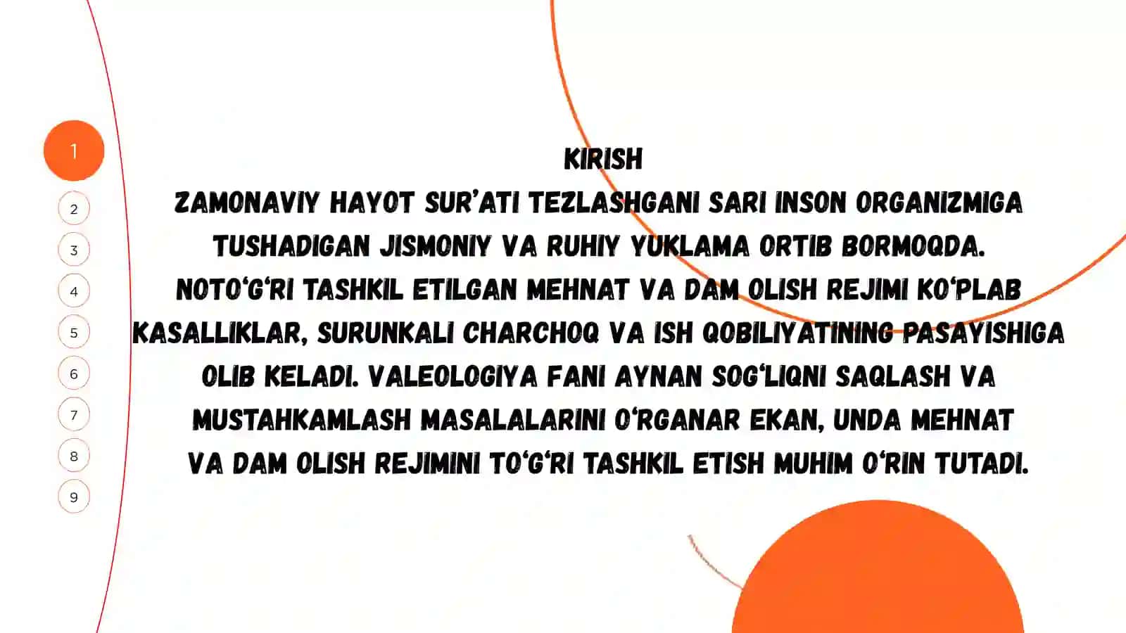 Mehnat va dam olish rejimini tashkil etish 3
