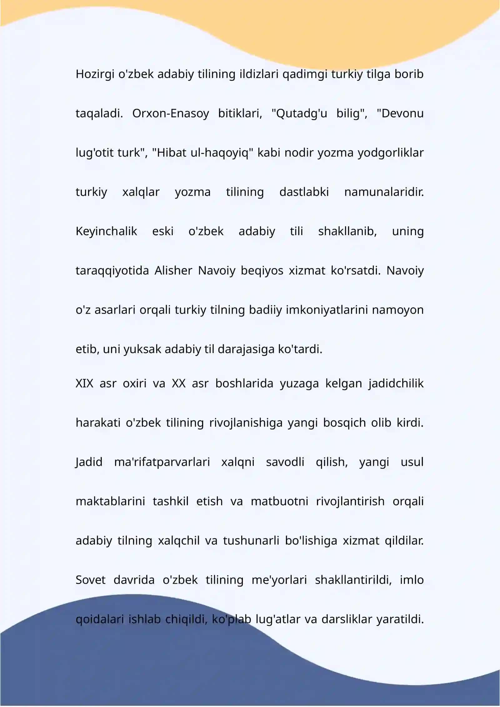 Til - har bir xalqning milliy boyligi, ma'naviy merosi va madaniy taraqqiyotini ifodalovchi eng muhim vositadir 3