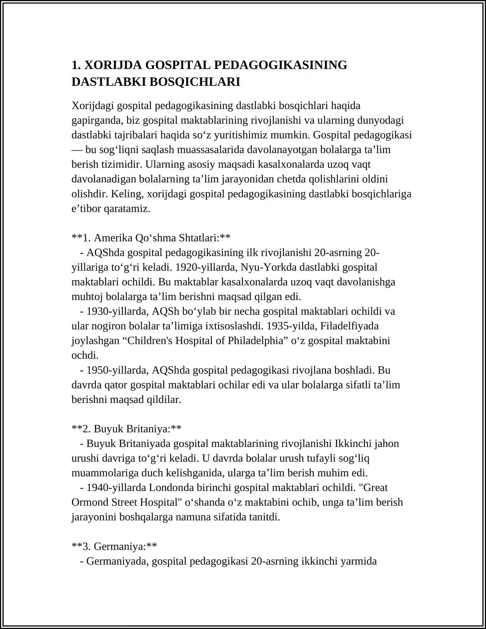 XORIJDA GOSPITAL PEDAGOGIKASINING RIVOJLANISH TARIXI 3
