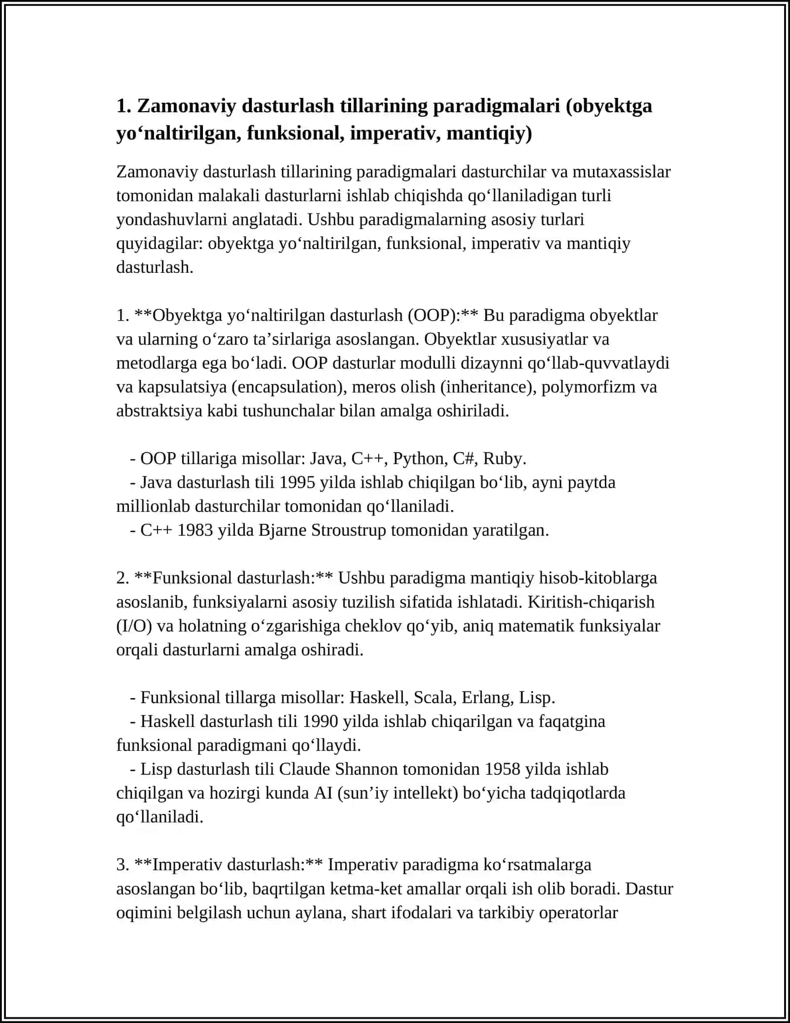 ZAMONAVIY DASTURLASH TILLARINING TAHLILI 3