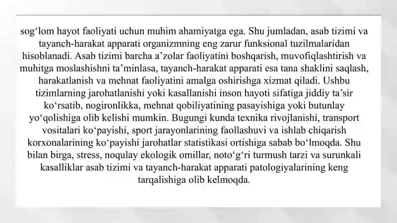 Jarohatlar va asab tizimi kasalligi, tayanch-harakat apparati kasalliklari 3