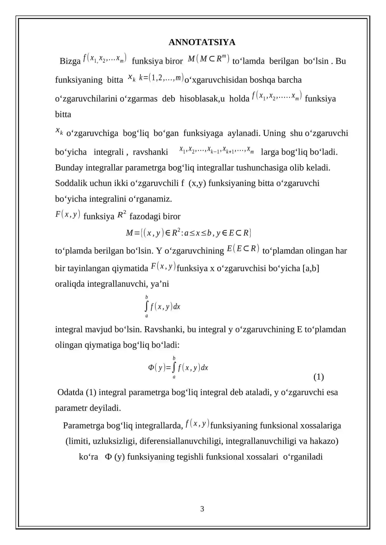 PARAMETRGA BOG‘LIQ INTEGRALLAR 3