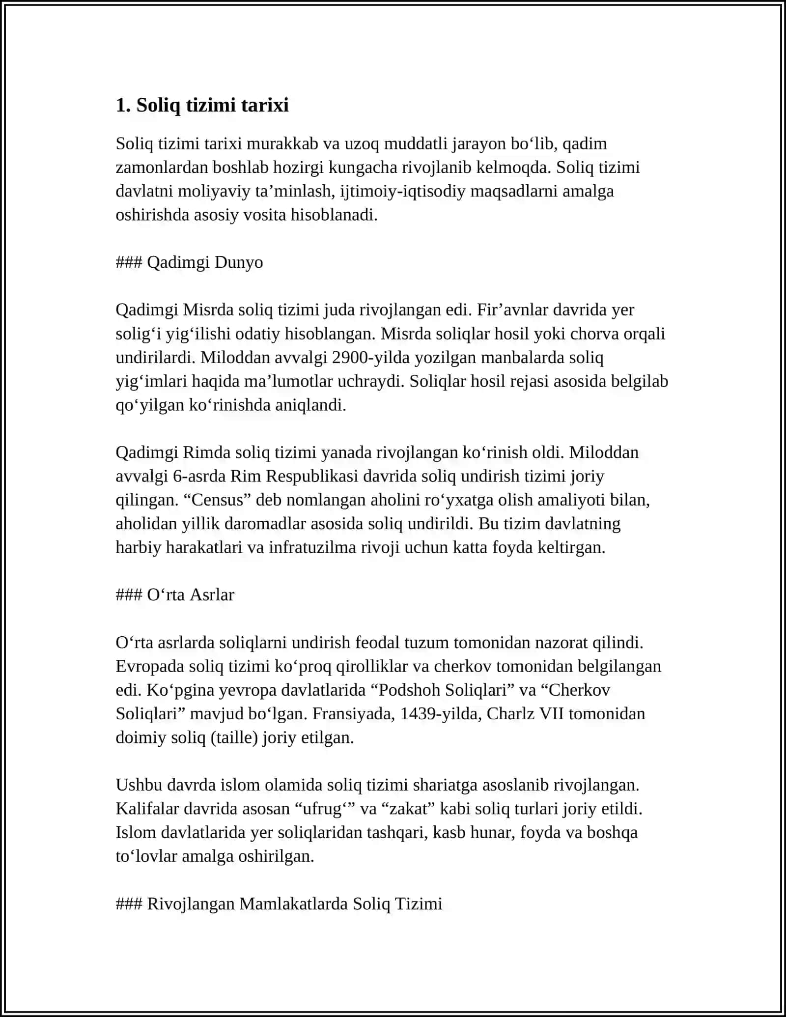 SOLIQ TIZIMI VA SOLIQQA TORTISH TIZIMI, ULARNING OʻZARO FARQLARI 3