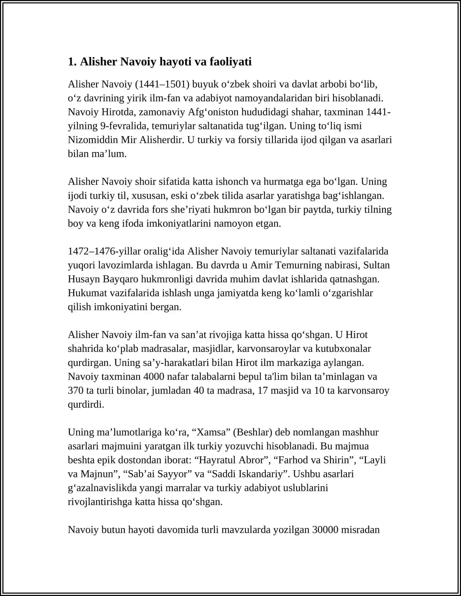 ALISHER NAVOIY -ÕZBEK ADABIY TILINING ASOSCHISIDAN MA'LUMOT YOZING 3